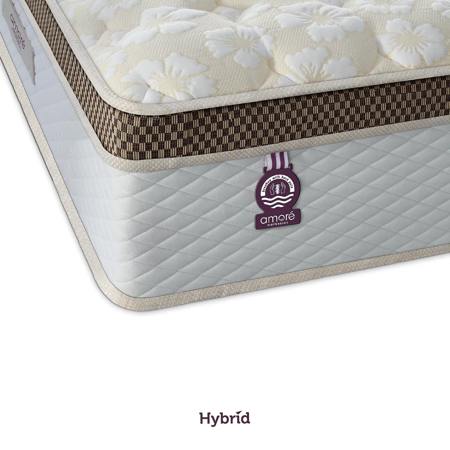 Amore Hybrid 8 Inch Eurotop Memory Foam,H R Foam & Pocket Spring Orthopedic Double Size Mattress (72x48x8).