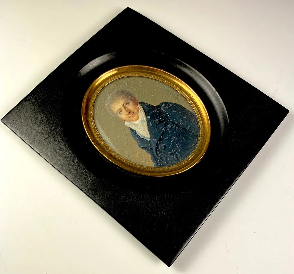 Antique Napoleon Era Signed Portrait Miniature, c.1812, Fine Gentleman, "Reinhard"