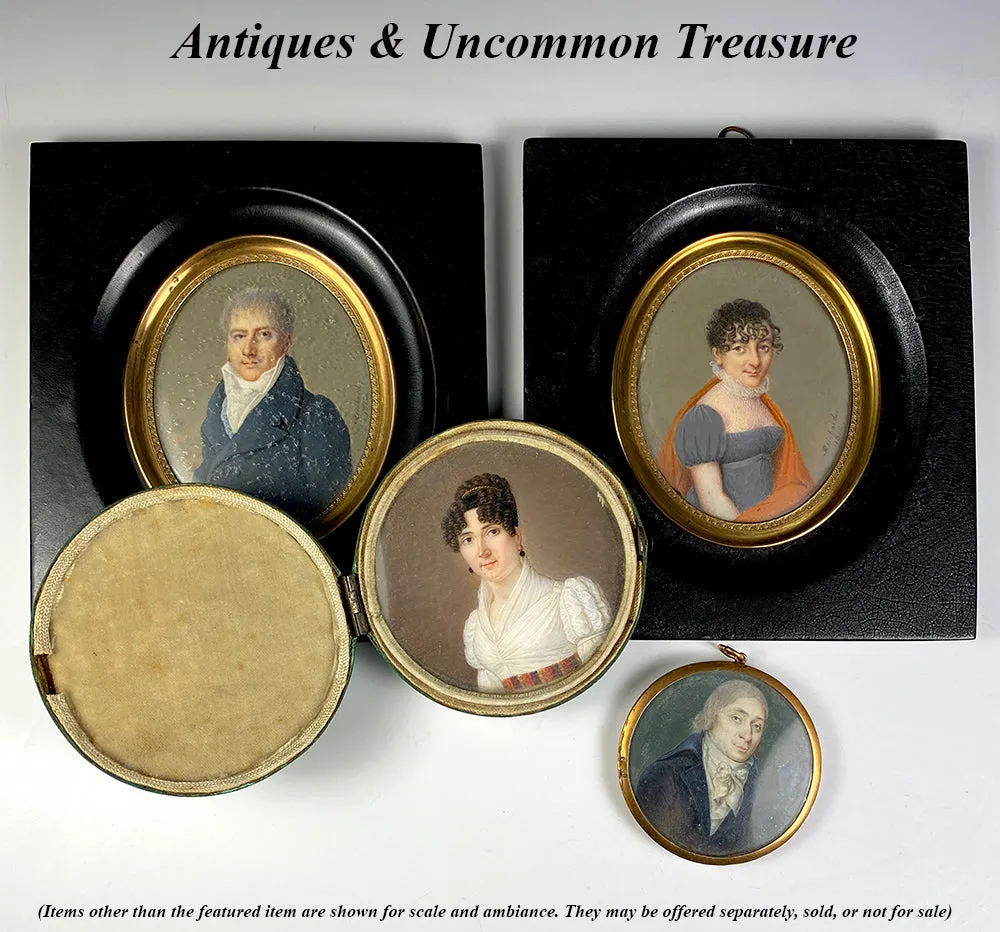 Antique Napoleon Era Signed Portrait Miniature, c.1812, Fine Gentleman, "Reinhard"