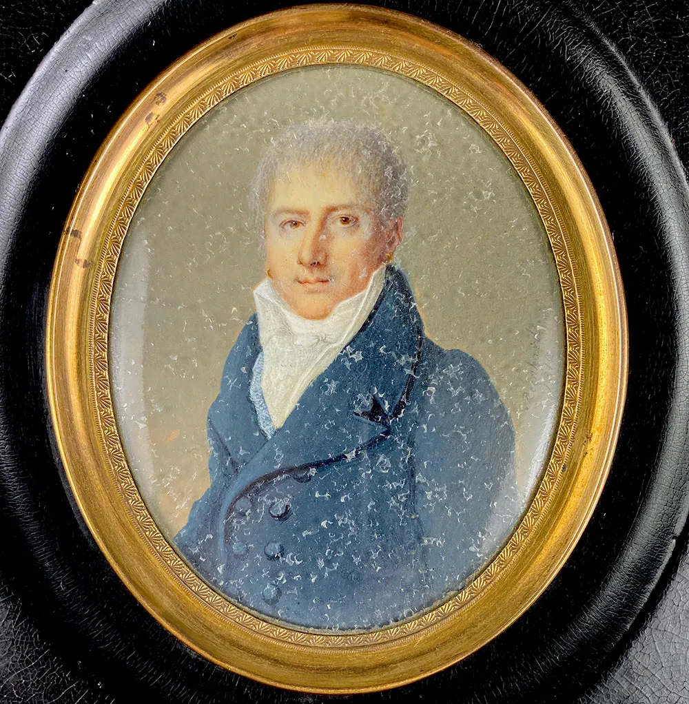 Antique Napoleon Era Signed Portrait Miniature, c.1812, Fine Gentleman, "Reinhard"