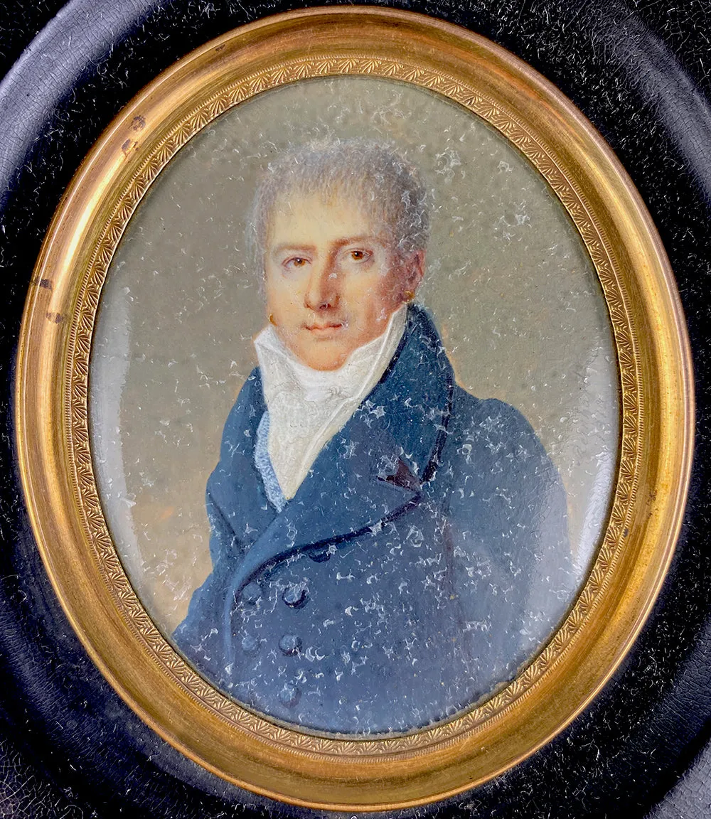 Antique Napoleon Era Signed Portrait Miniature, c.1812, Fine Gentleman, "Reinhard"