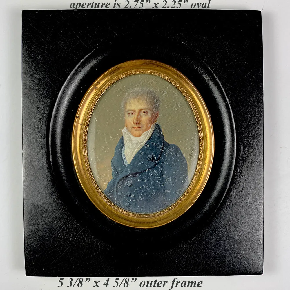 Antique Napoleon Era Signed Portrait Miniature, c.1812, Fine Gentleman, "Reinhard"