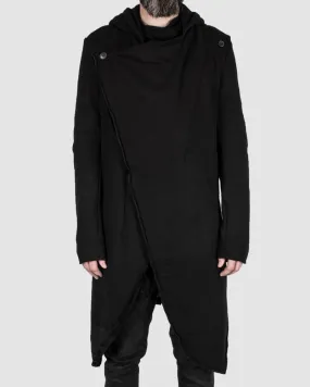 Asymmetric hooded cardigan