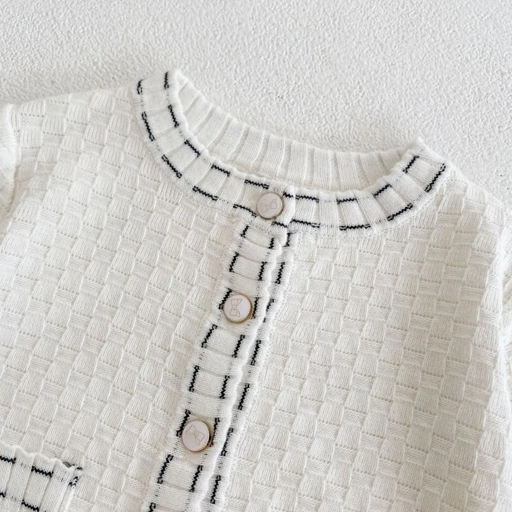 Autumn Girl Baby Sweater Small Fragrance Contrast Knitted Jacket   Strap Romper Wholesale
