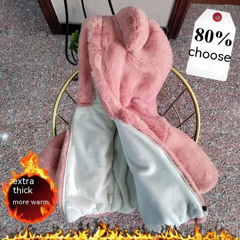 Autumn Winter Thickening Children's Cartoon Fur Hoodie Jacket