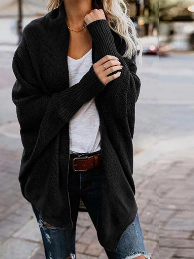 Bat Ssleeve Plus Size Knitted Cardigan Sweater