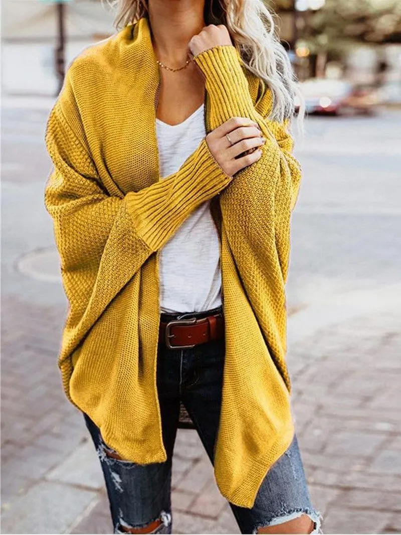 Bat Ssleeve Plus Size Knitted Cardigan Sweater