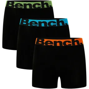 Bench Mens Tom 3 Pack Elasticated Logo Boxers - Black