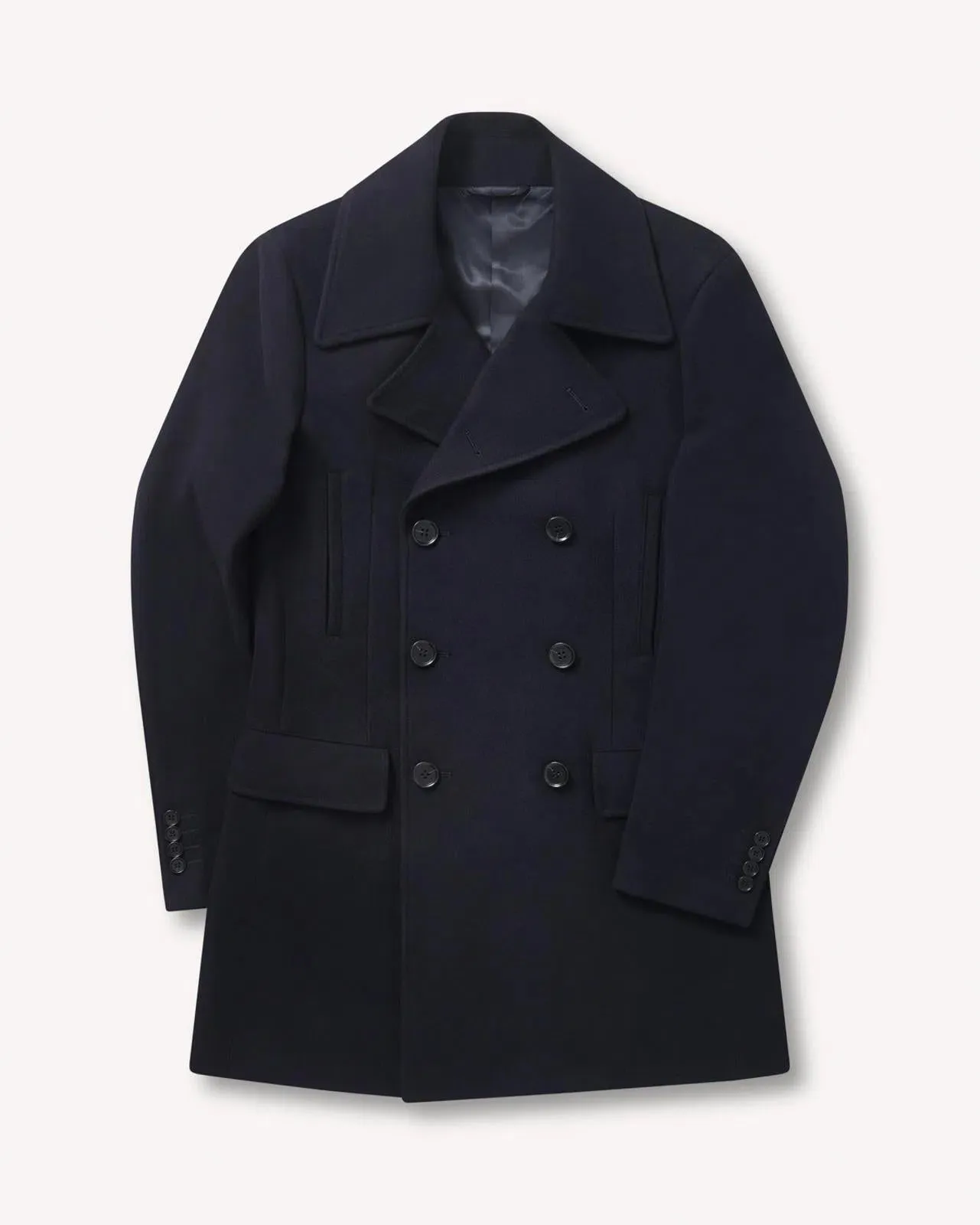 Bernard Weatherill Double Breasted Wool Peacoat Navy Blue