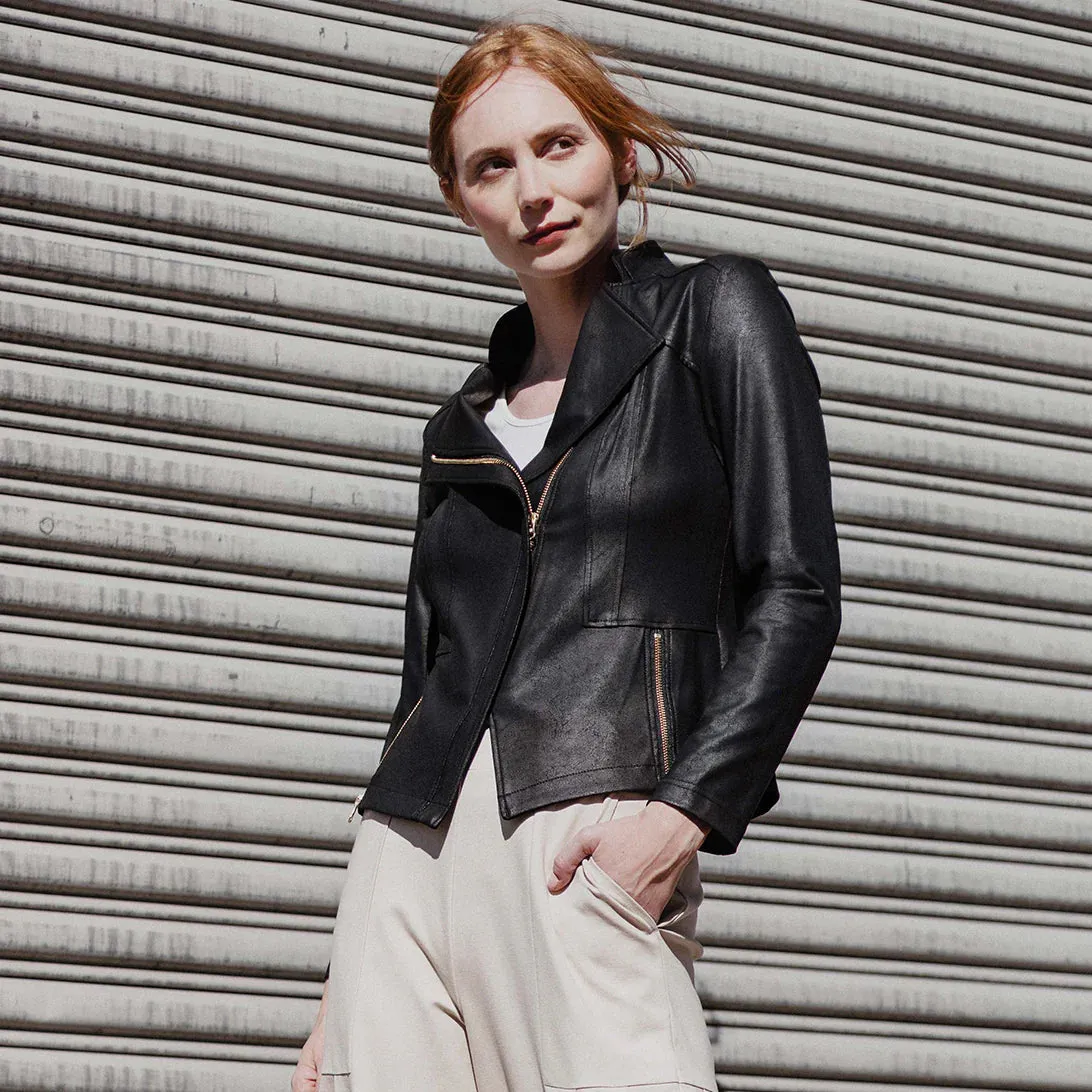 Black Liquid Leather Jacket