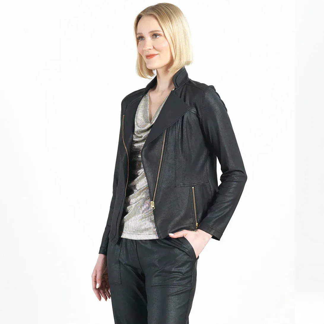 Black Liquid Leather Jacket