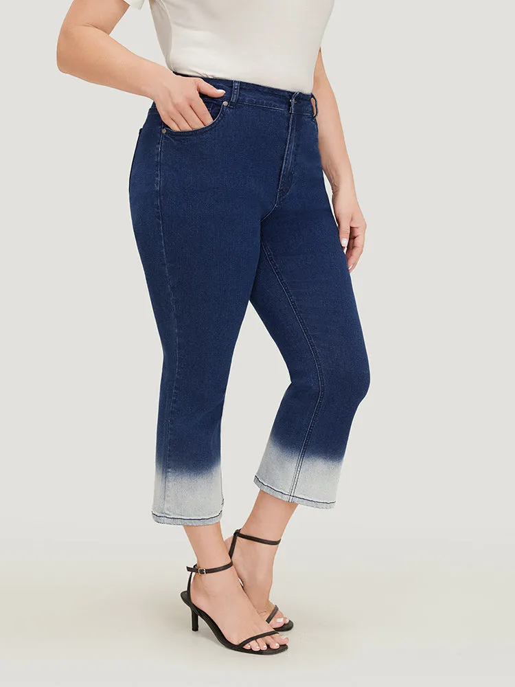 Bootcut Very Stretchy High Rise Dark Wash Tie Dye Jeans