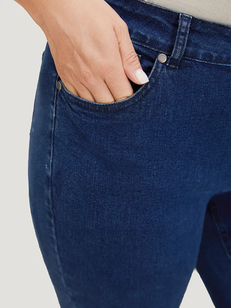 Bootcut Very Stretchy High Rise Dark Wash Tie Dye Jeans