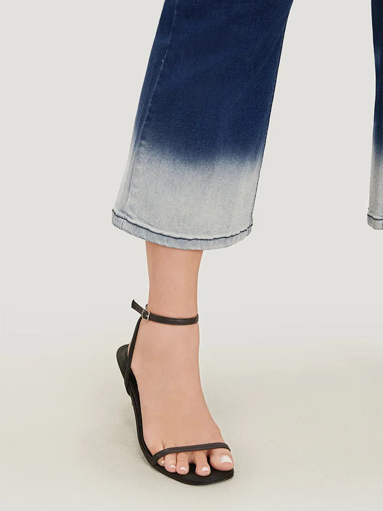 Bootcut Very Stretchy High Rise Dark Wash Tie Dye Jeans