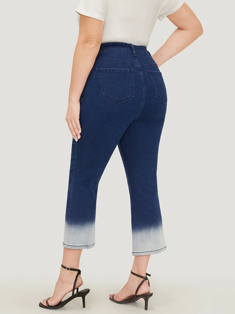 Bootcut Very Stretchy High Rise Dark Wash Tie Dye Jeans