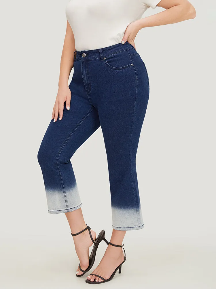 Bootcut Very Stretchy High Rise Dark Wash Tie Dye Jeans