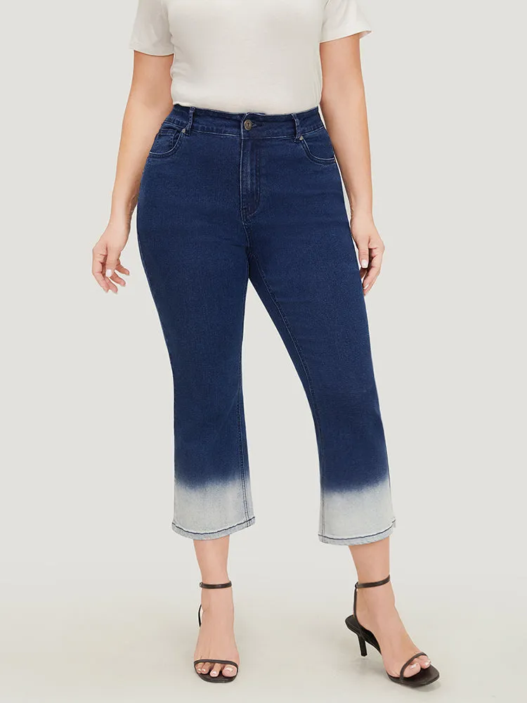 Bootcut Very Stretchy High Rise Dark Wash Tie Dye Jeans
