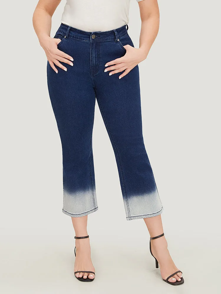 Bootcut Very Stretchy High Rise Dark Wash Tie Dye Jeans