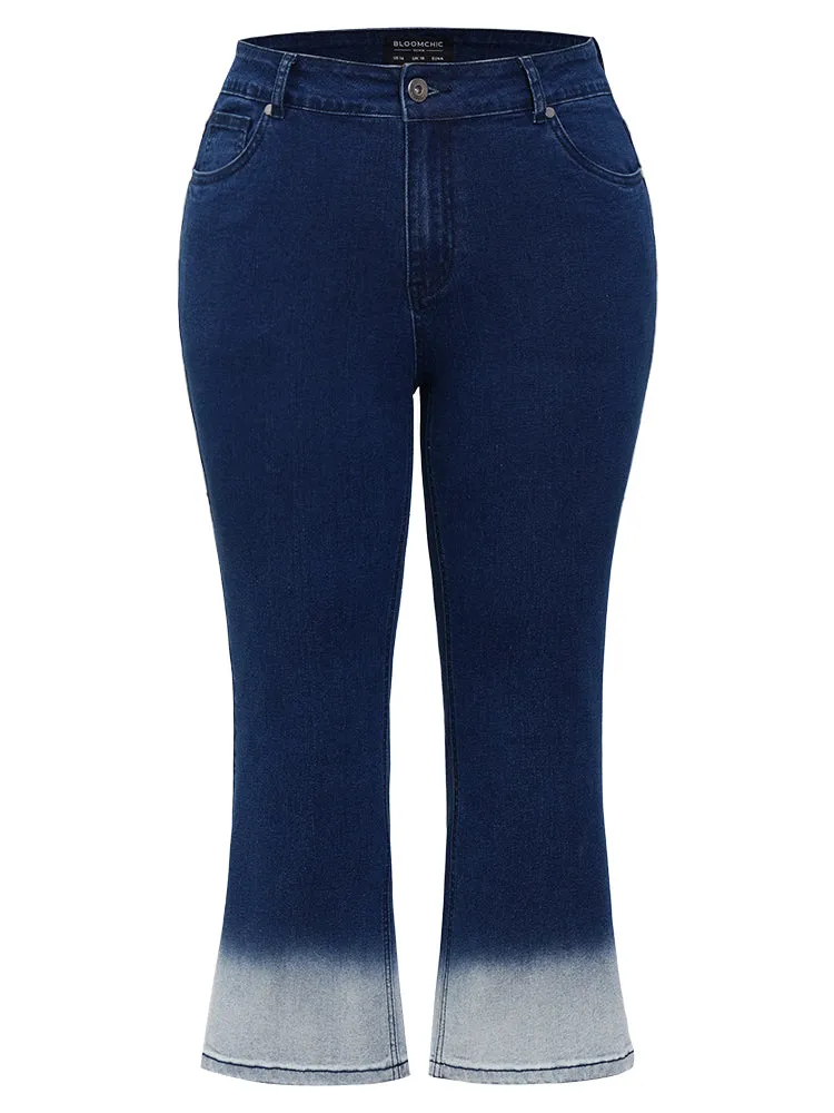 Bootcut Very Stretchy High Rise Dark Wash Tie Dye Jeans