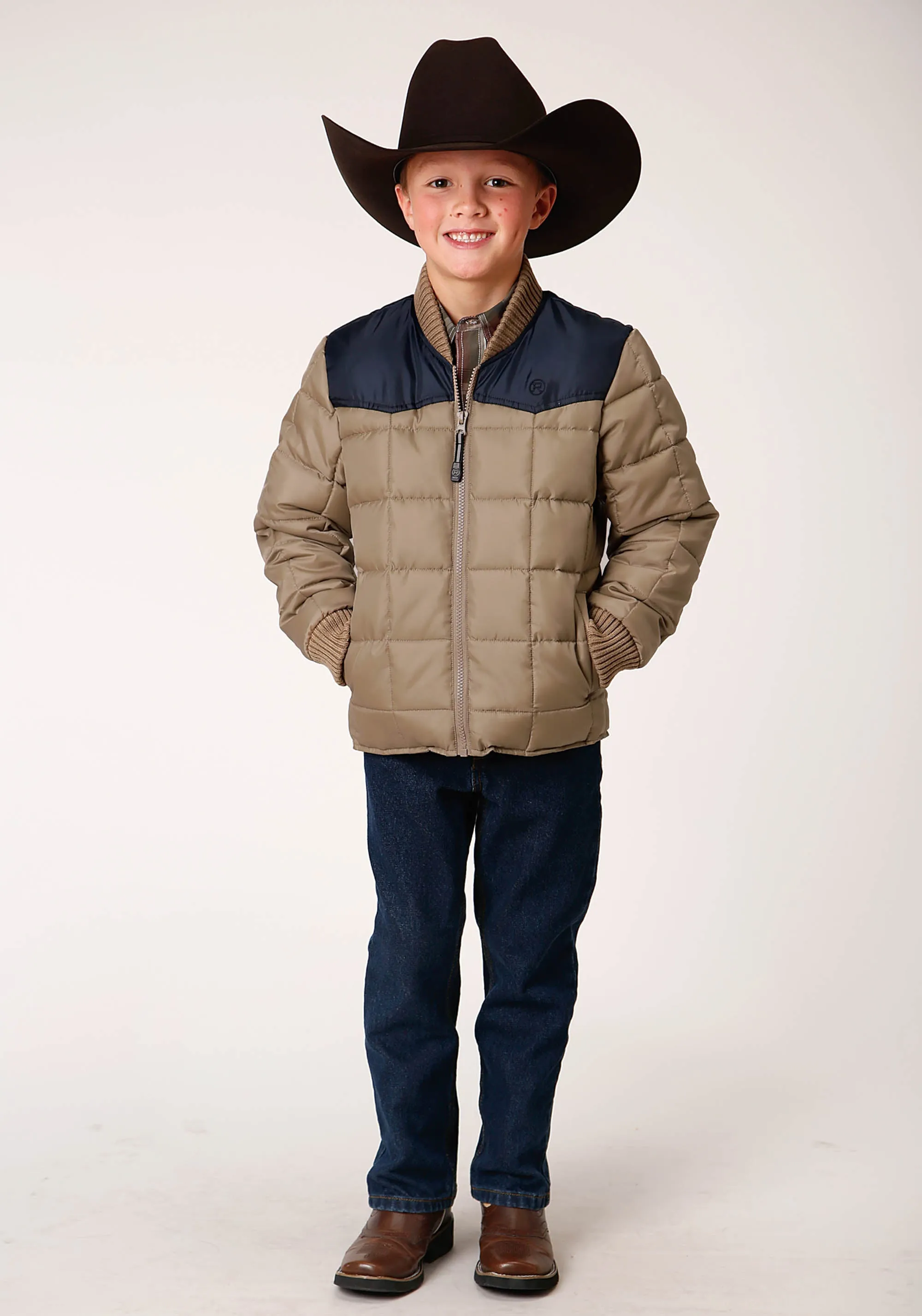 BOYS  QUILTED POLY WITH POLY FILL JACKET POLY FILLED WESTERN JACKET