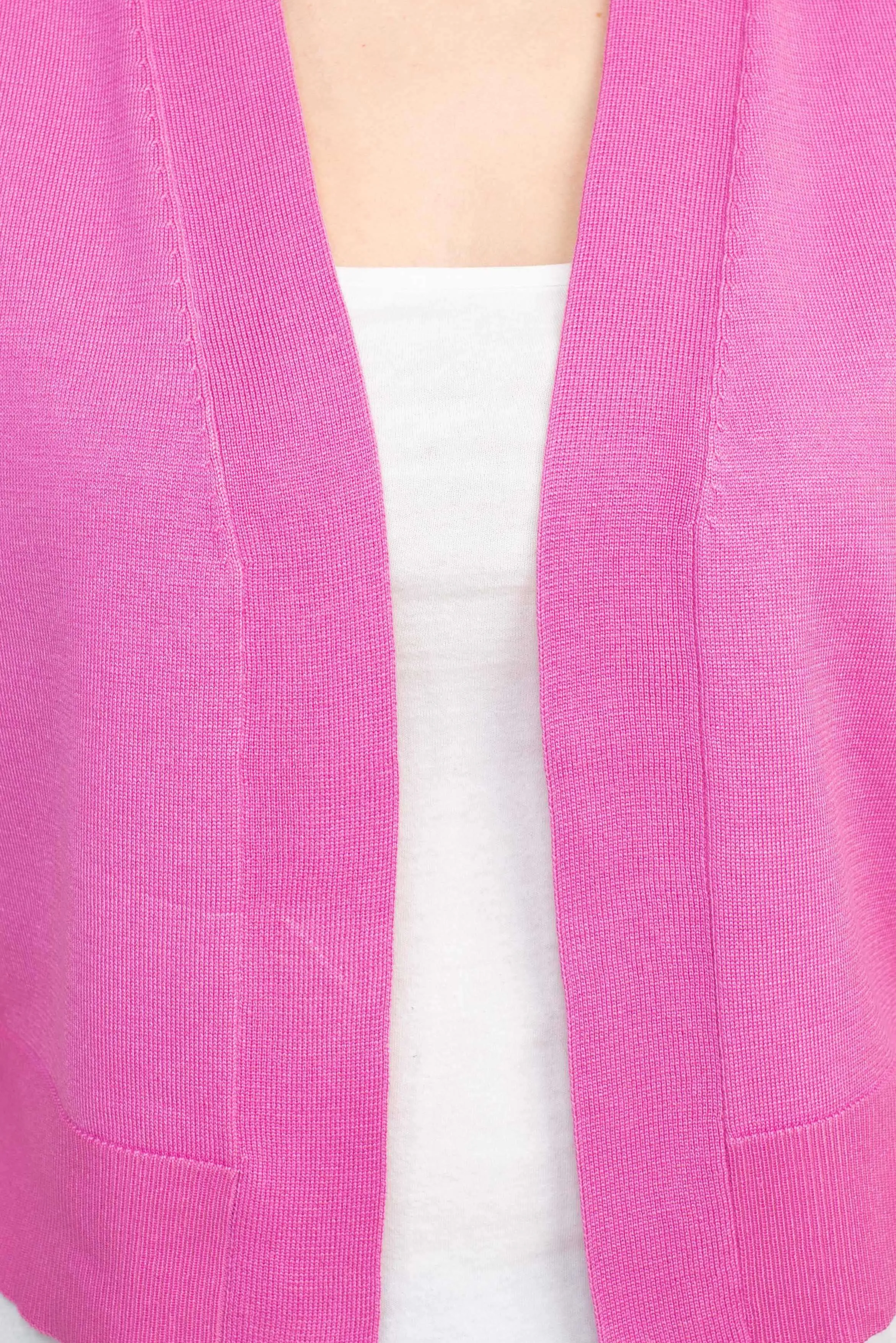 Cable & Guage Open Front Short Sleeve Ribbed Solid Knit Bolero
