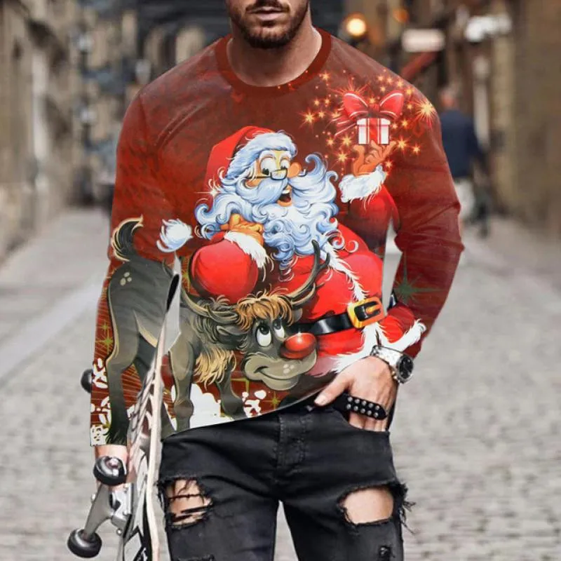 Christmas Series Printed Stylish Temperament Long Sleeves Top