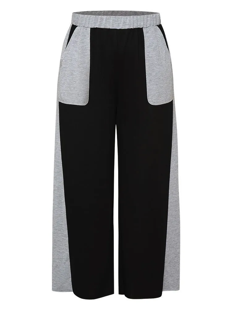 Color Block Contrast Slant Pocket Sweatpants