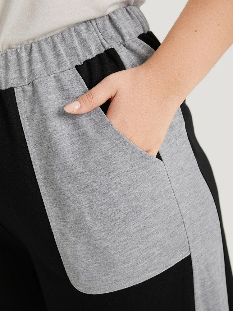 Color Block Contrast Slant Pocket Sweatpants