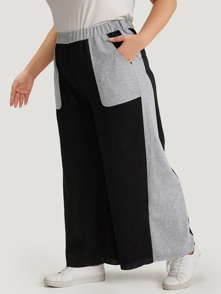 Color Block Contrast Slant Pocket Sweatpants