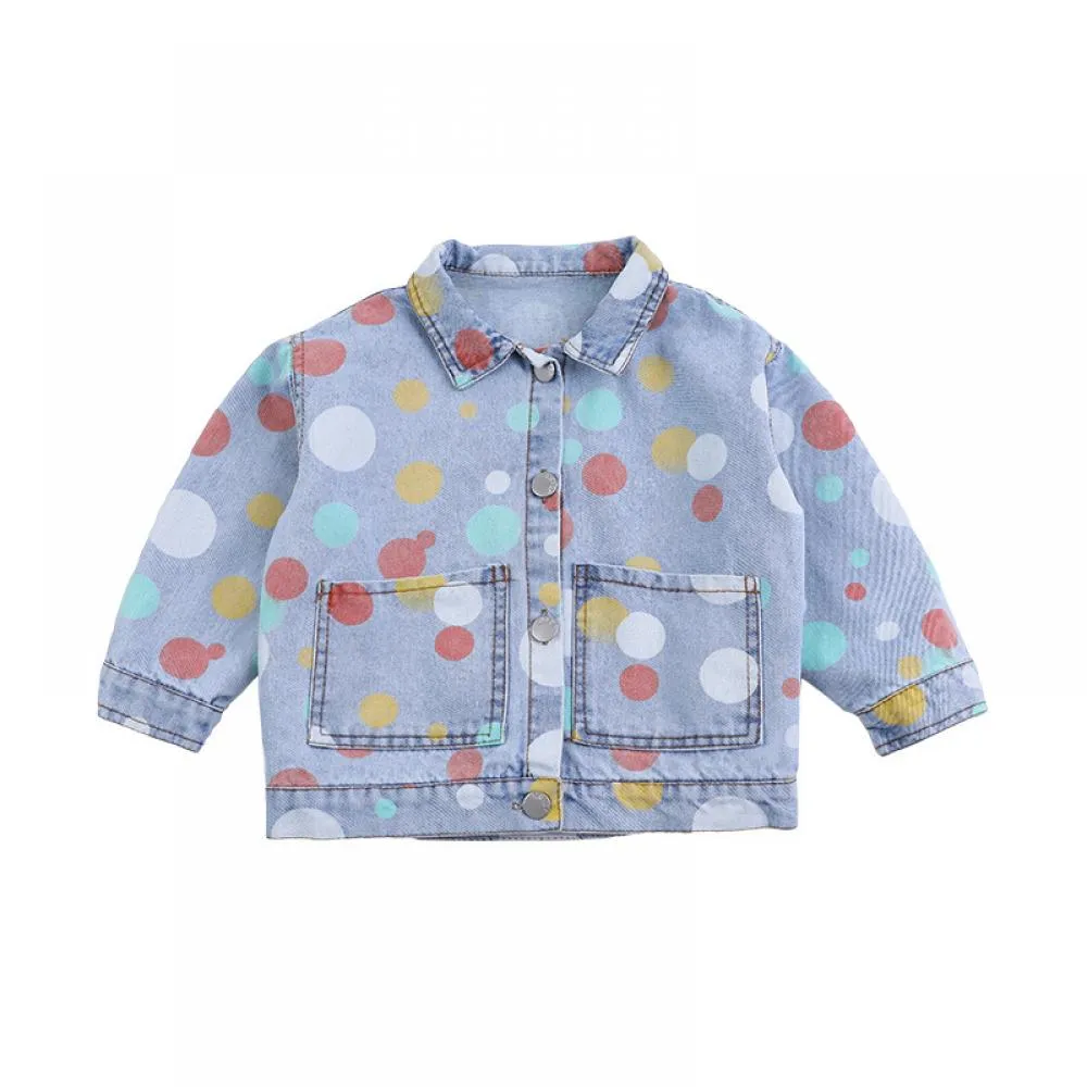 Color Polka Dot Denim Baby Jacket Western Style Jacket Wholesale
