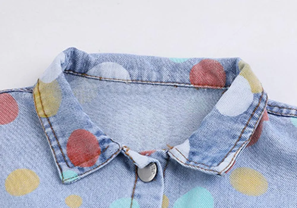 Color Polka Dot Denim Baby Jacket Western Style Jacket Wholesale