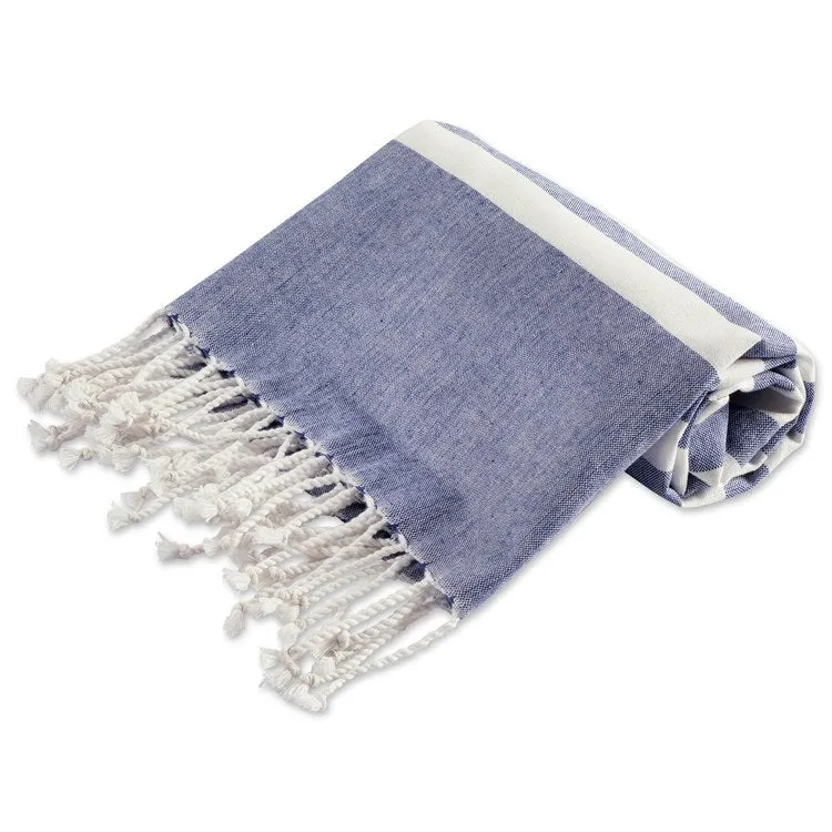 DII Nautical Blue 1" Stripe Fouta Towel