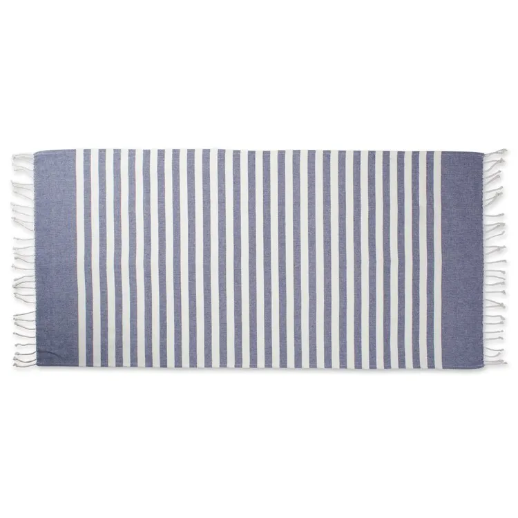 DII Nautical Blue 1" Stripe Fouta Towel