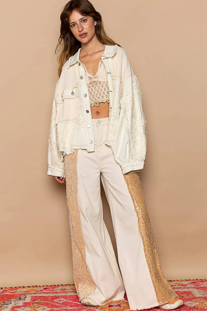 Distressed Frayed Cream Jacket