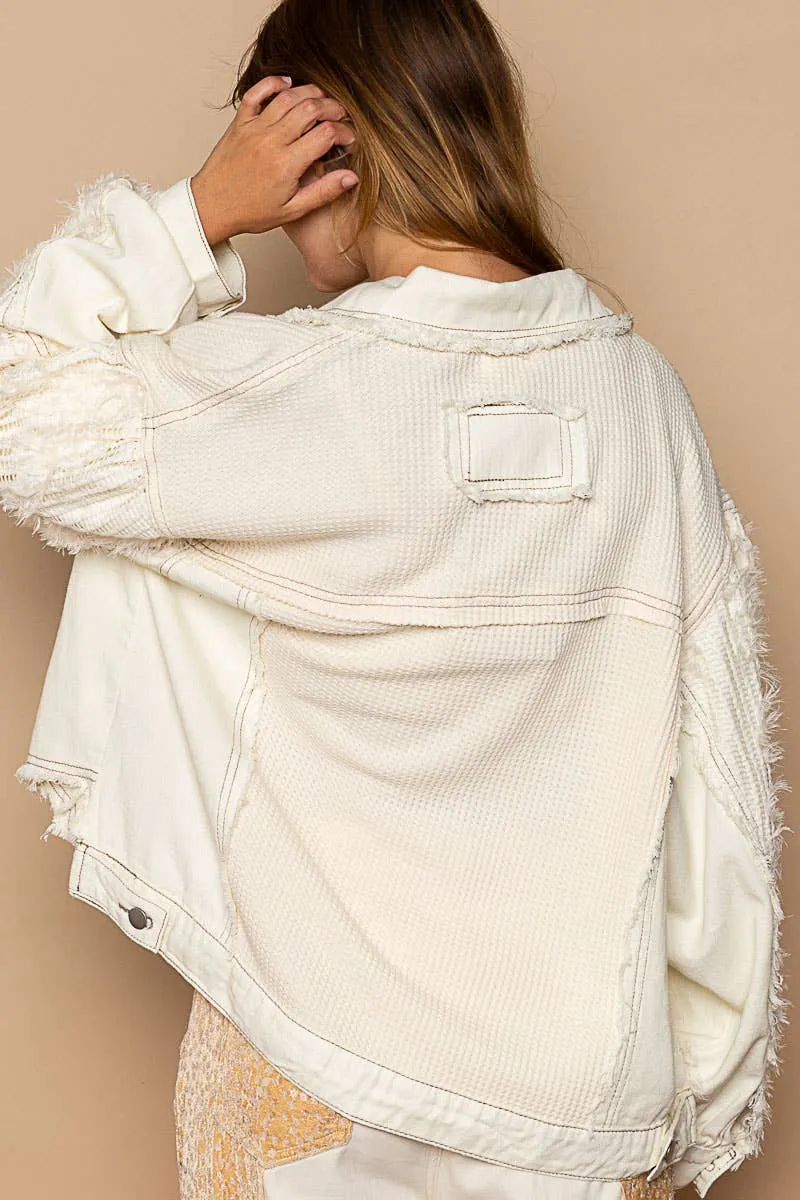 Distressed Frayed Cream Jacket