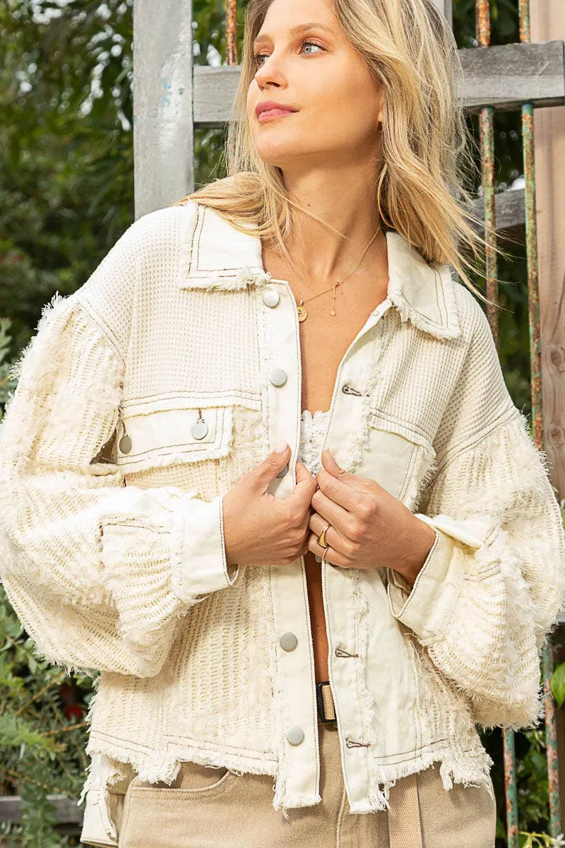 Distressed Frayed Cream Jacket