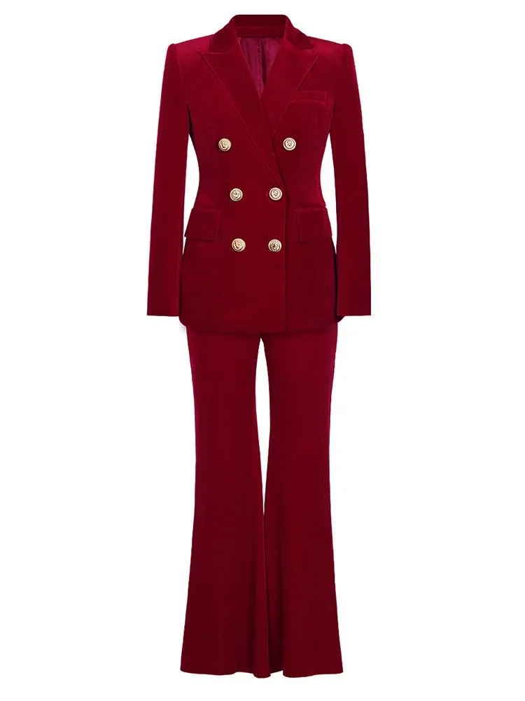Double Breasted Long Blazer Suit