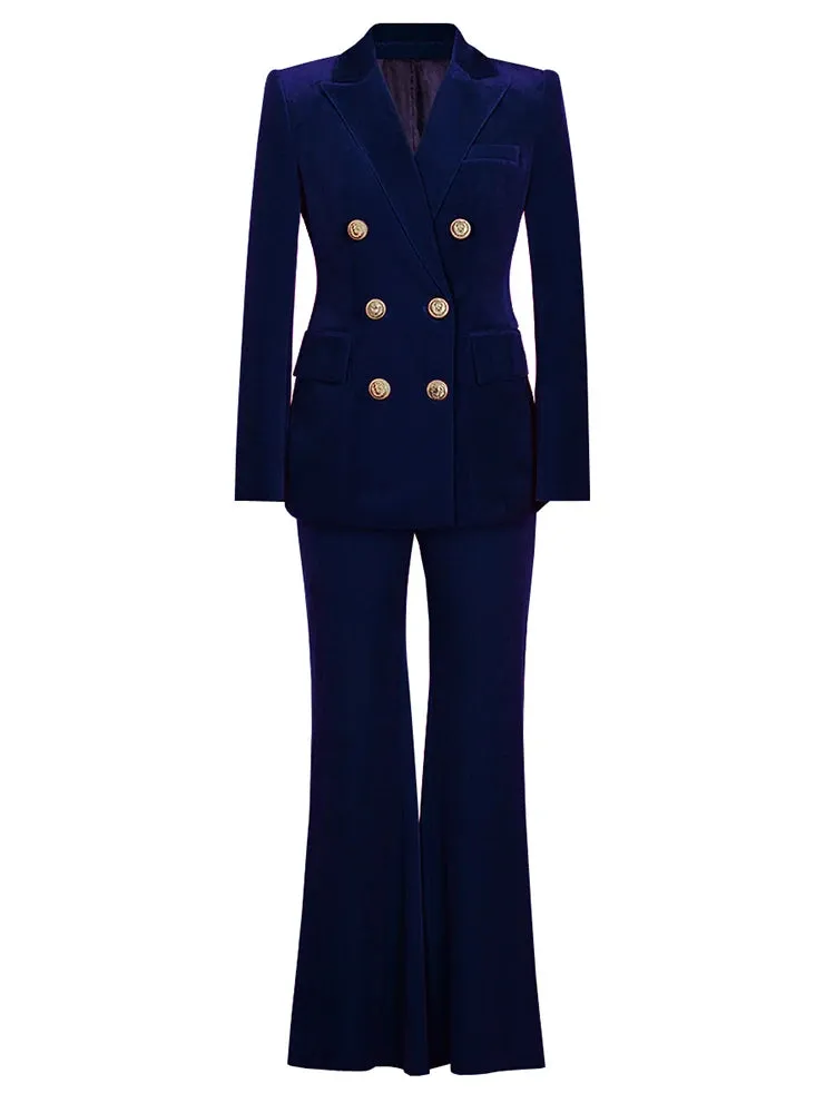 Double Breasted Long Blazer Suit