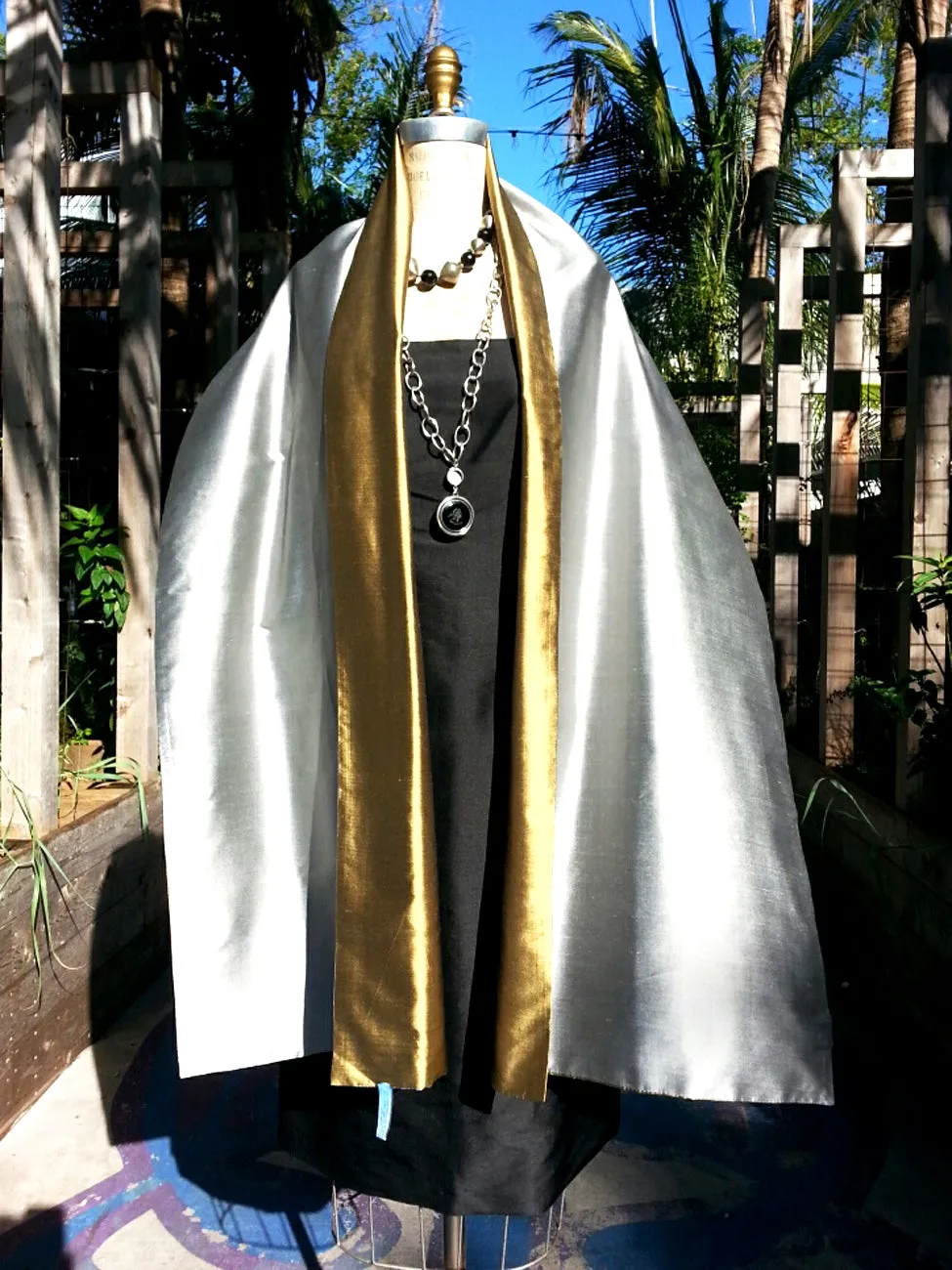 Double Sided Evening Shawl Brass and Silver