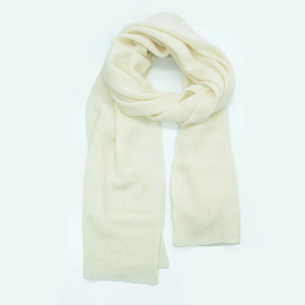 EGG SHELL Italian Ribbed Edge Cashmere Wrap/Scarf