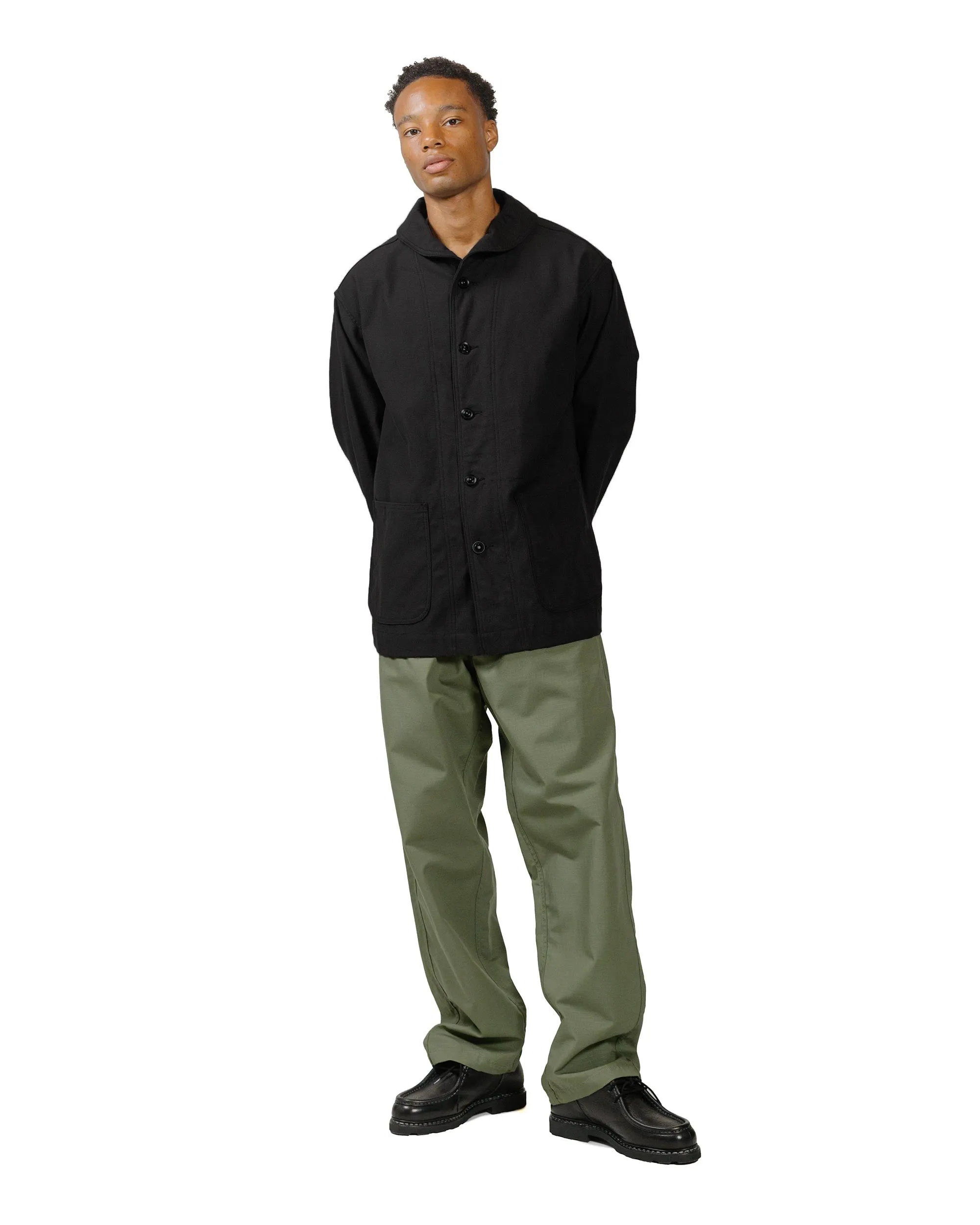 Engineered Garments Workaday Shawl Collar Jacket Black Cotton Reverse Sateen