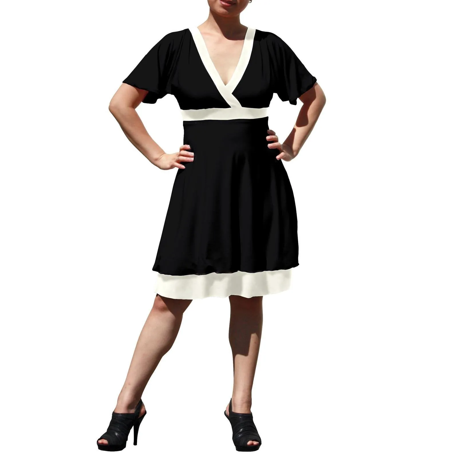 Evanese Women's Plus Short Kimono Sleeve Bubble Skirt Casual Cocktail Day Dress