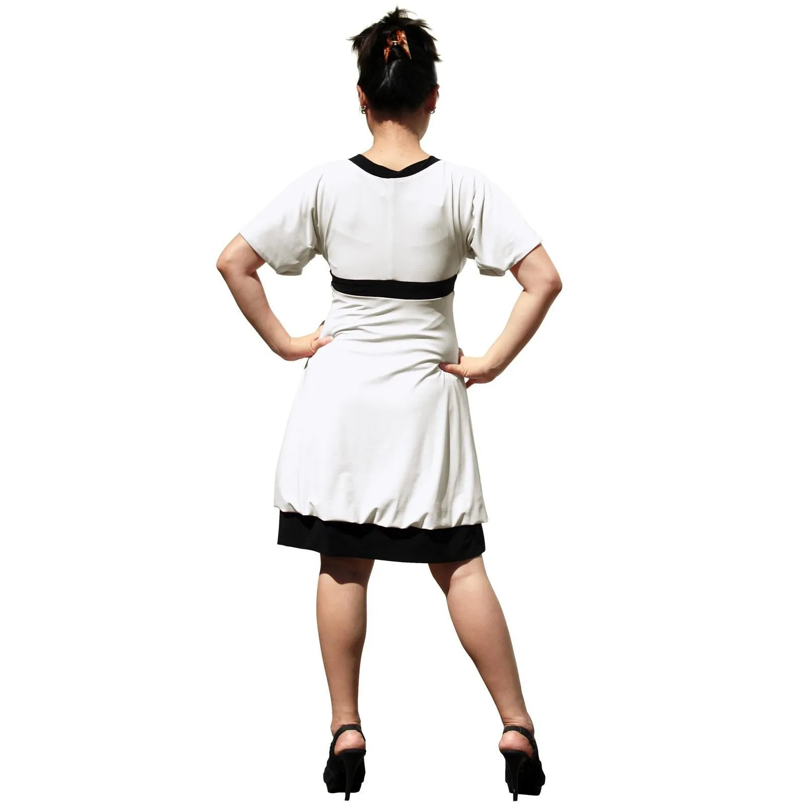 Evanese Women's Plus Short Kimono Sleeve Bubble Skirt Casual Cocktail Day Dress