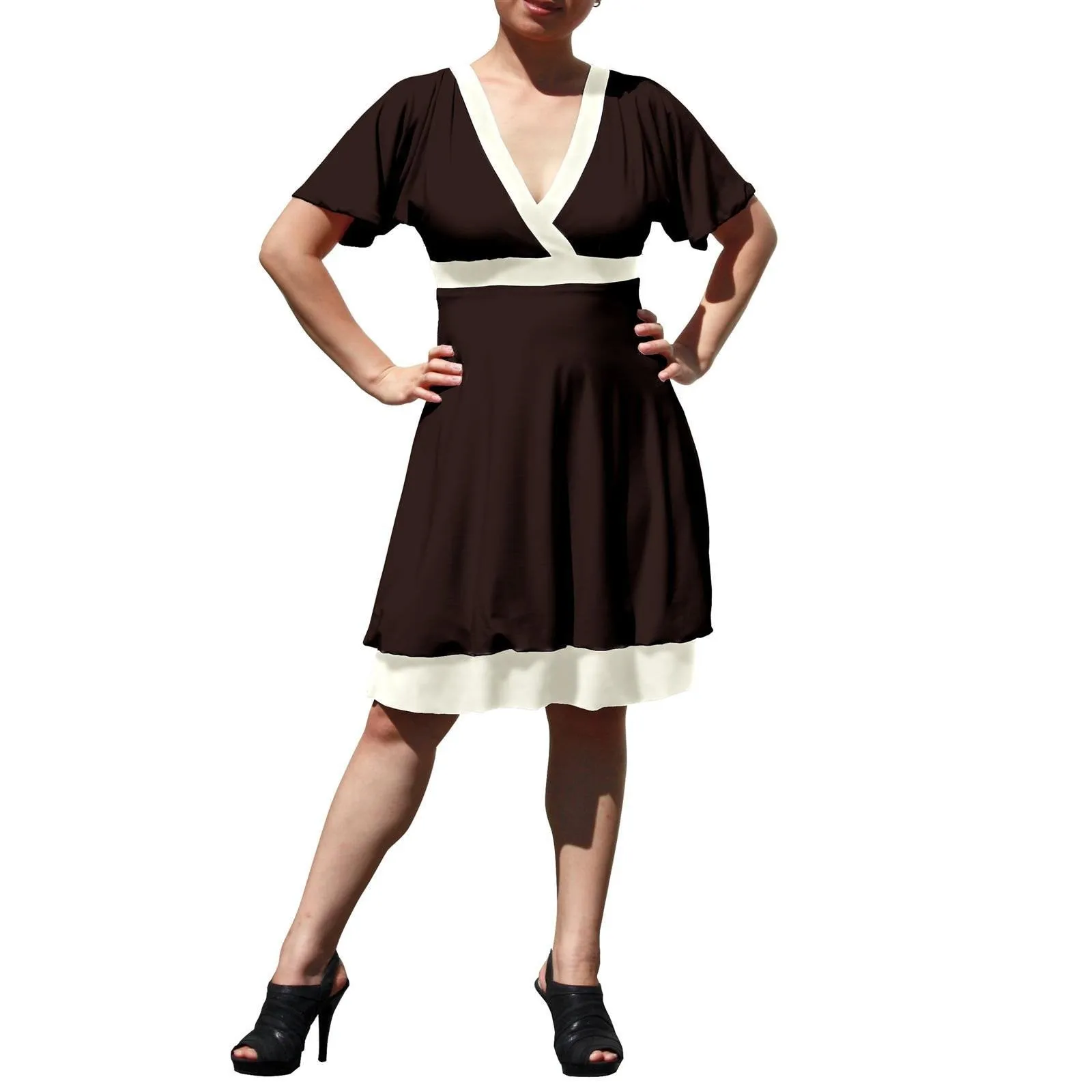 Evanese Women's Plus Short Kimono Sleeve Bubble Skirt Casual Cocktail Day Dress