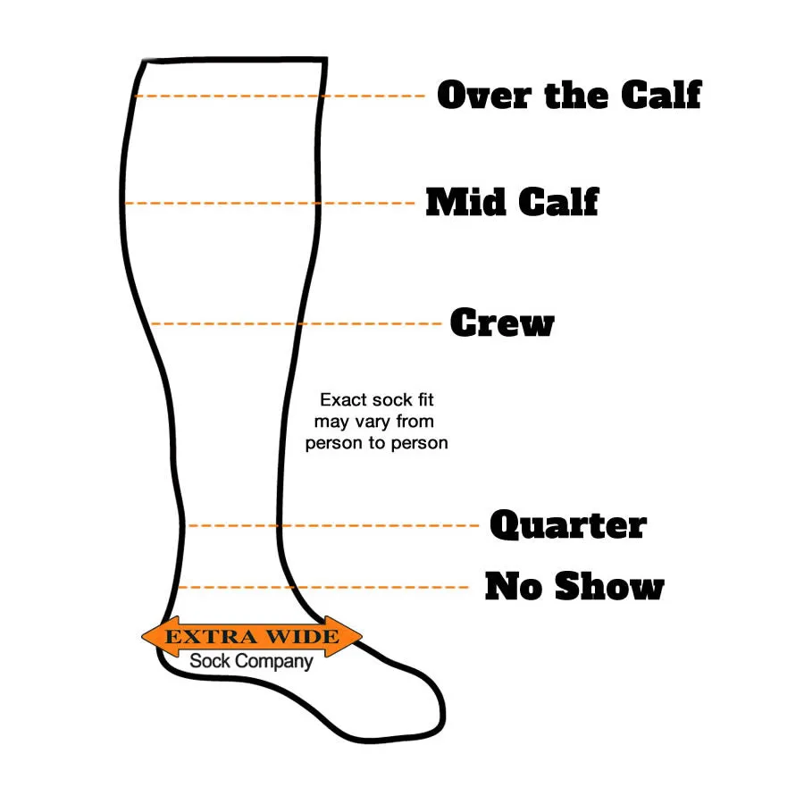 Extra Wide Comfort Fit Athletic Cotton Crew Socks
