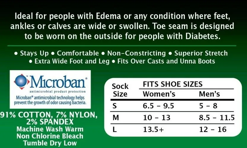 Extra Wide Comfort Fit Athletic Cotton Crew Socks