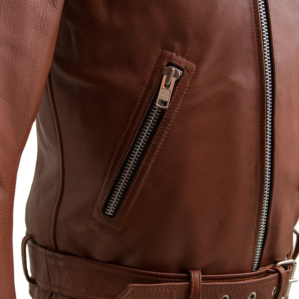 Fillmore Men's Motorcycle Leather Jacket - Whiskey