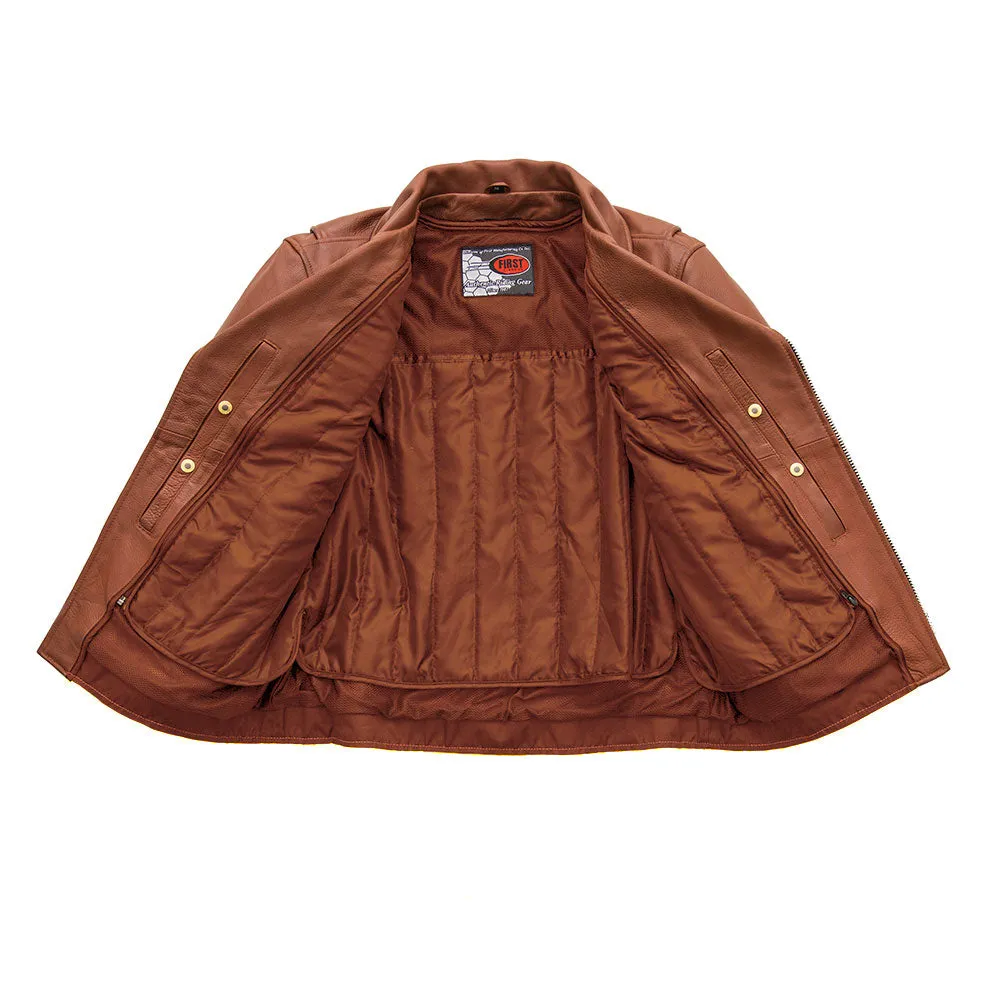 Fillmore Men's Motorcycle Leather Jacket - Whiskey