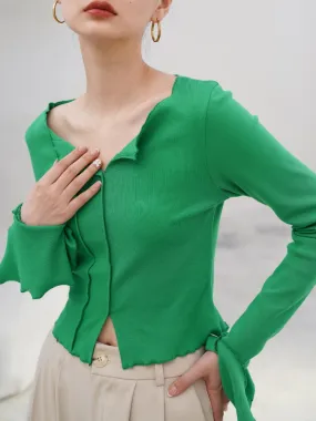 Flared Cuff Short Pullover HL4145