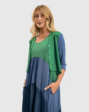 Fresh Colorblock Cardigan Jacket, Ocean